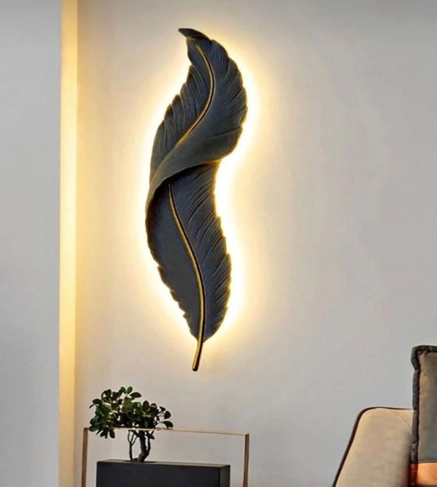 أبليك جداري ريش أسود LED أصفر مشارق العمران
