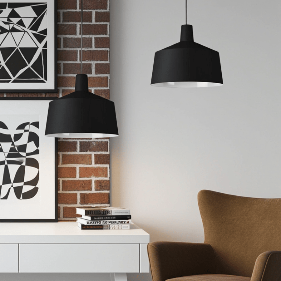 Black and white Najaf chandelier with E27 base, 25cm diameter