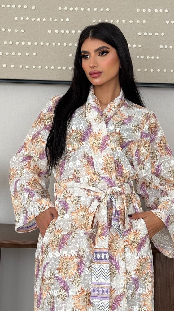 روب بيت قطني الأبيض مع الموف