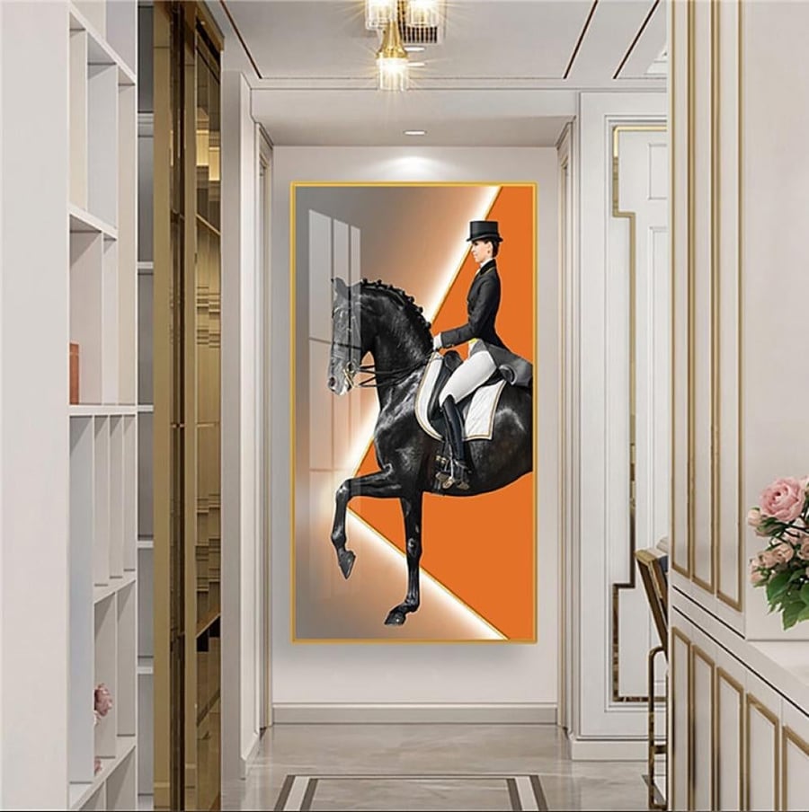 لوحة خيل وتيرة صهوة كانفاس