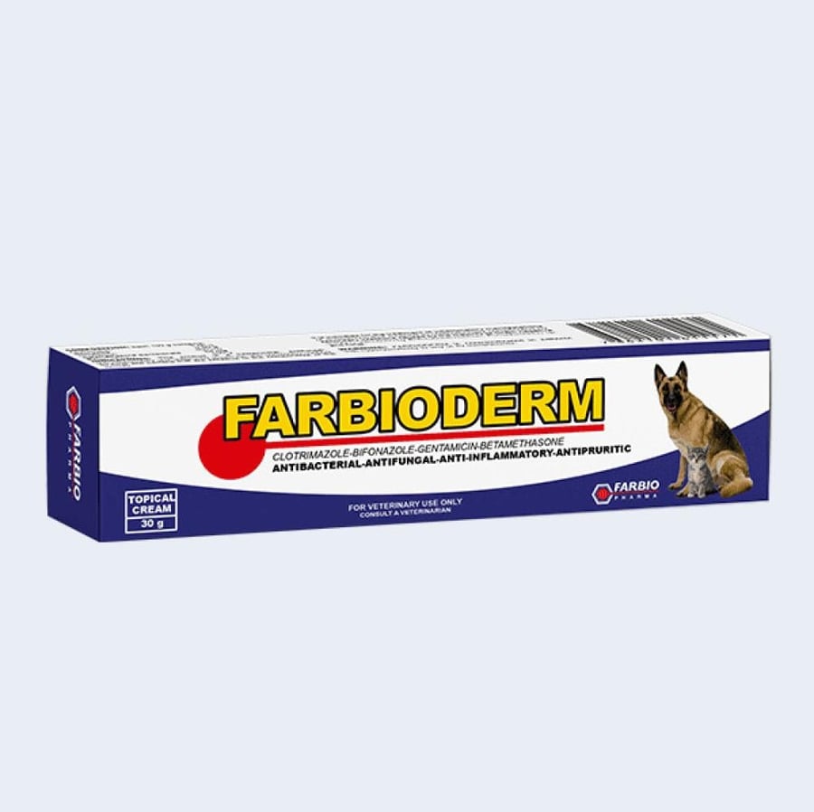فاربيوديرم للقطط والكلاب مبيد للفطريات والبكتيريا مضاد للحساسية والفطريات من شركة فاربيو Farbioderm From Farbio Company