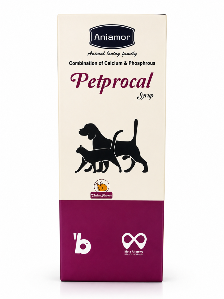 شراب بيت بروكال  (Petprocal Syrup)  مكمل غذائي لدعم نمو الاسنان والعظام وتقوية المفاصل لدى القطط والكلاب  من شركة أنيامور (Aniamor)