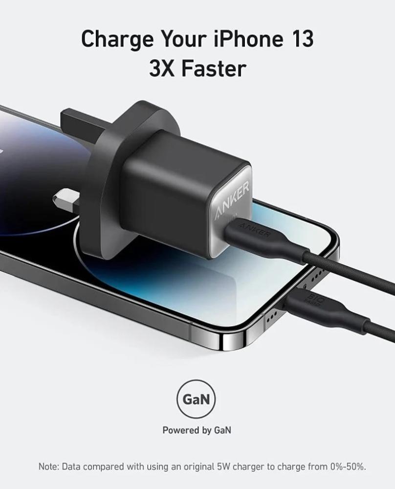 شاحن جداري أنكر نانو بقوة 30 واط بمنفذ USB-C - أسود