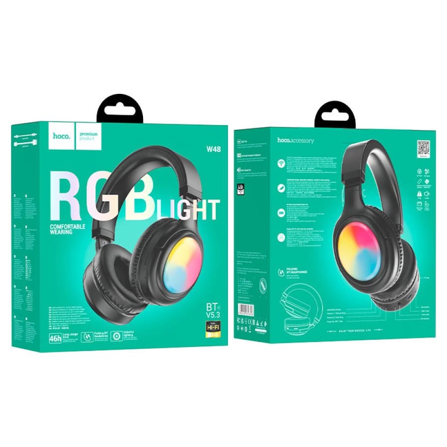 سماعة Hoco W48 RGB اللاسلكية اسود