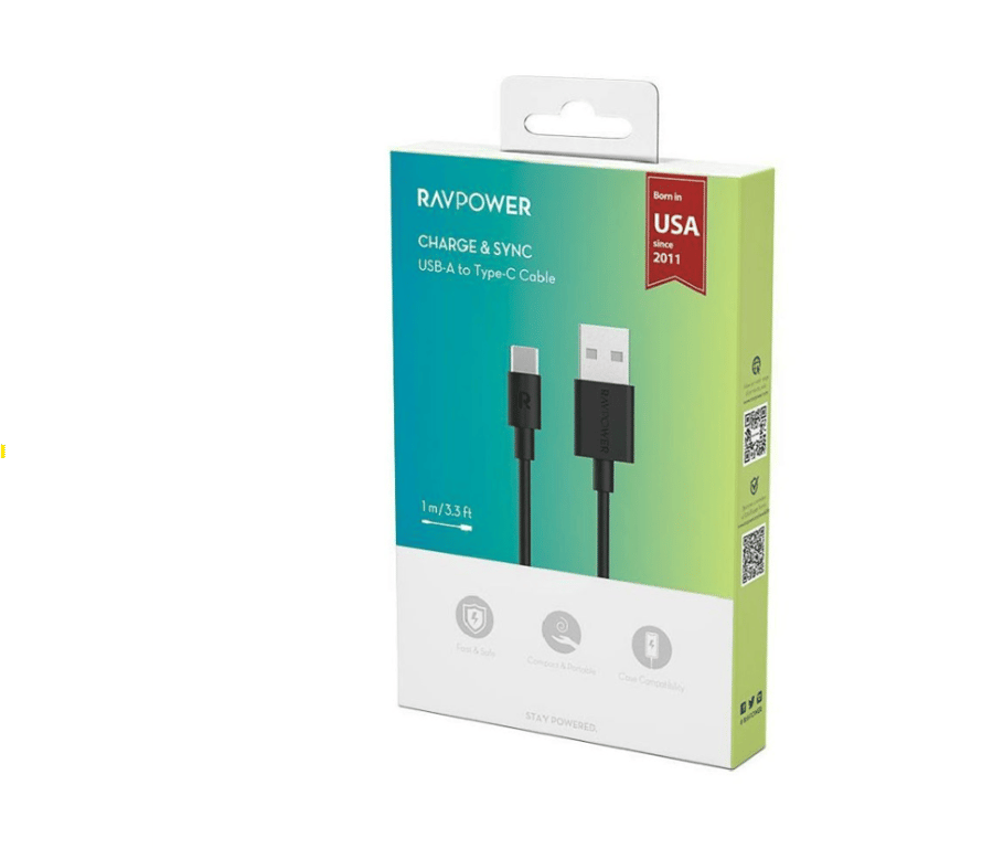 RAVPOWER - 1M سلك شحن راف باور من يو اس بي الى تايب سي