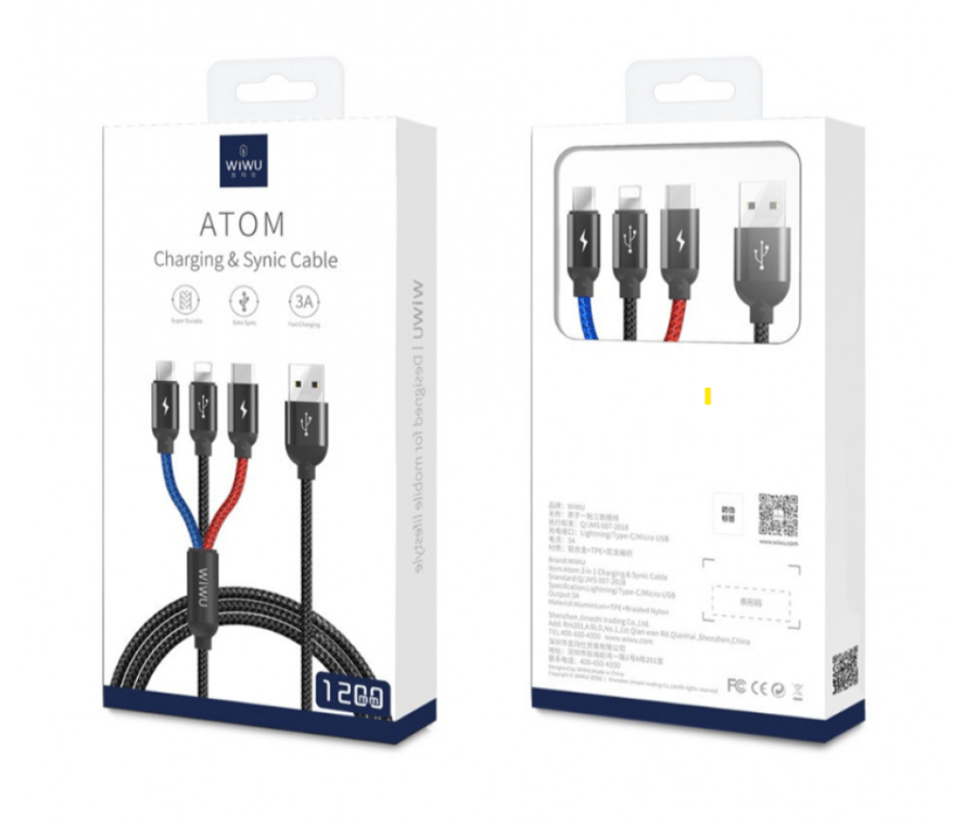 WiWU ATOM 3-in-1 Charging & Sync Cable