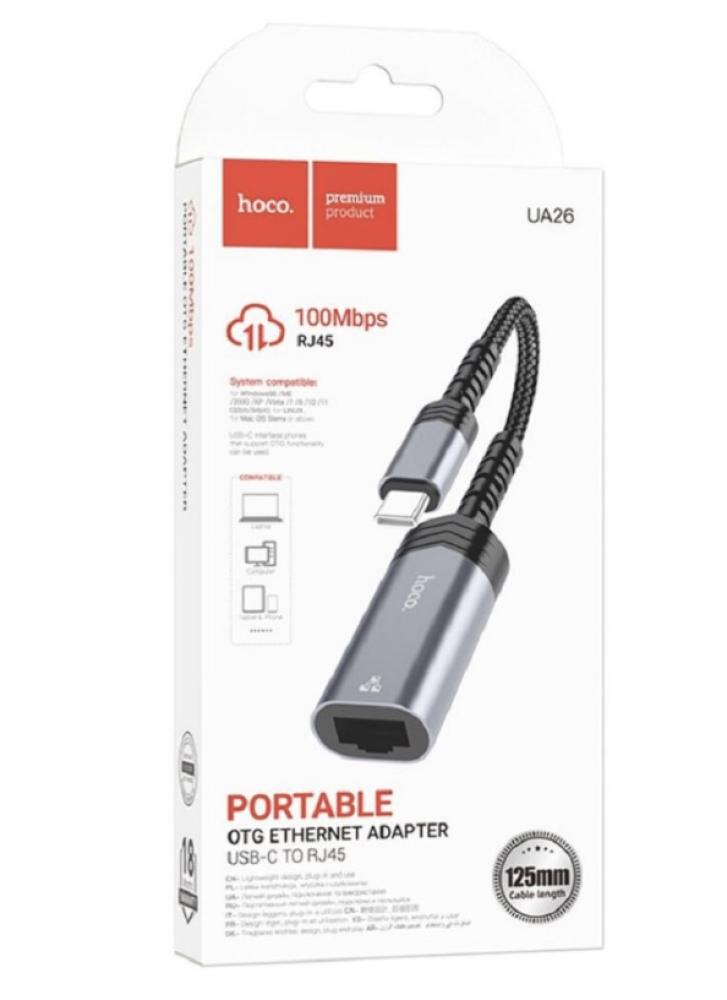محول Hoco UA26 OTG Ethernet Adapter USB-C to RJ45