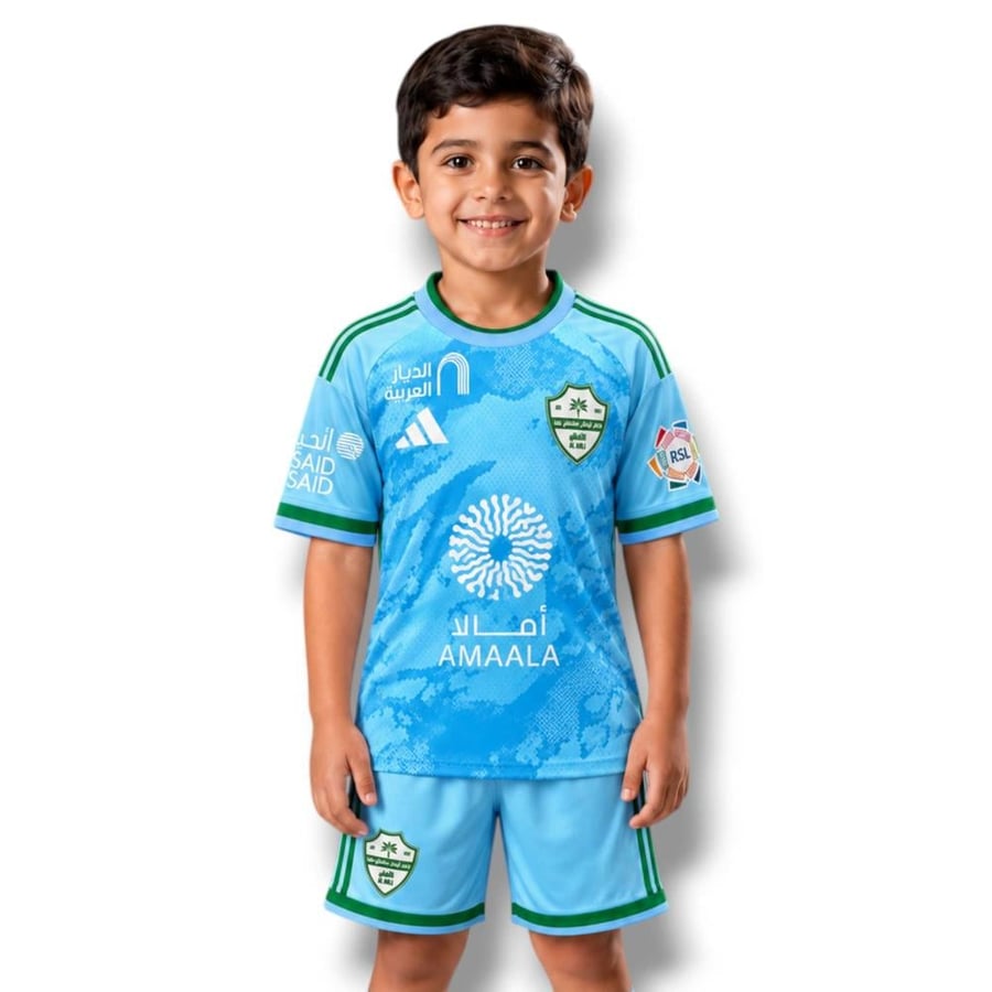 طقم الاهلي السعودي السماوي الثالث للاطفال 2027