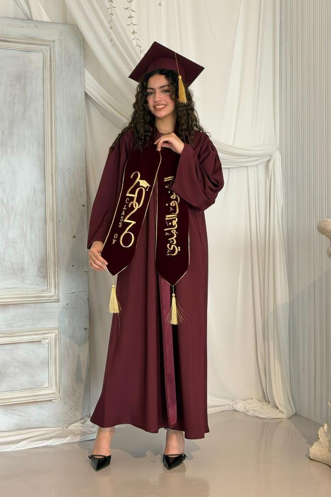 طقم عباية تخرج باللون  البرغندي