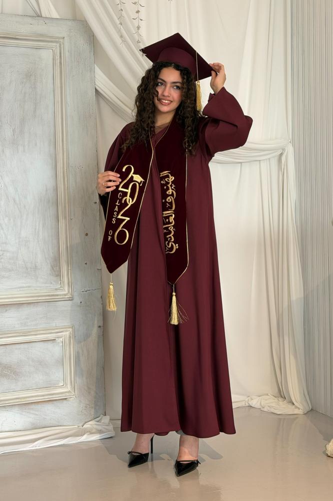 طقم عباية تخرج باللون  البرغندي