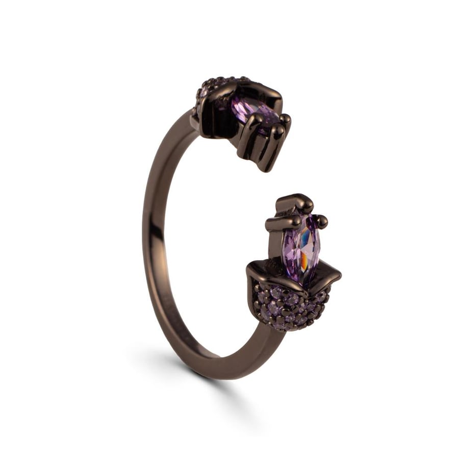 Lavender Flower Ring Black 6