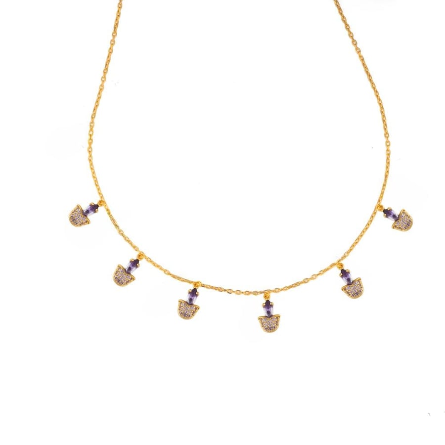Lavender flower necklace gold