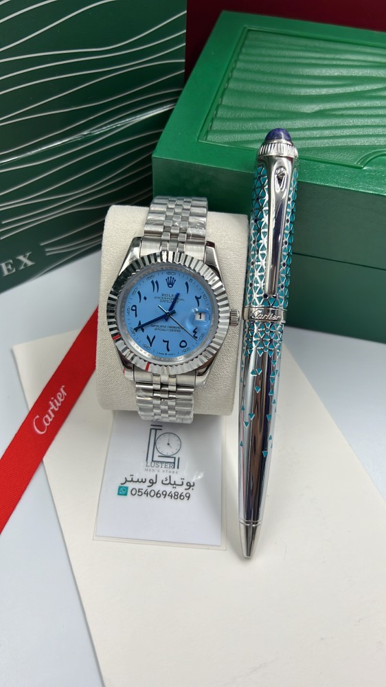 طقم ساعة رولكس وقلم كارتير
