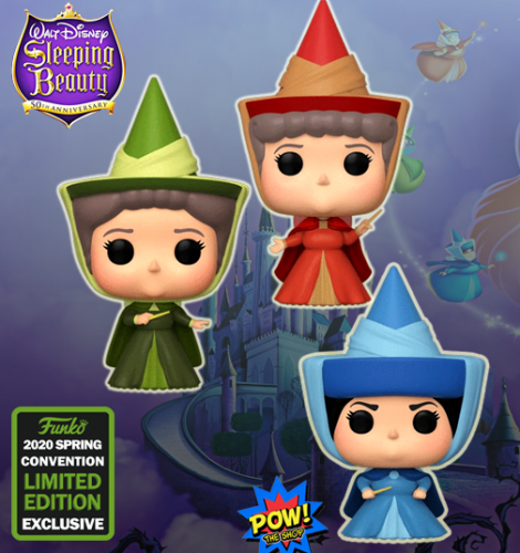 Movies: Sleeping Beauty Funko Pop for sale online Fauna/ Flora/ Merryweather- 3 Pack Emerald City Comic Con Exclusive 