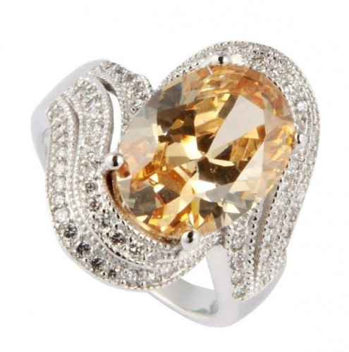 خاتم نسائي مطلي بالفضة ومزين بالزركون الكوبي مقاس 8 أمريكي