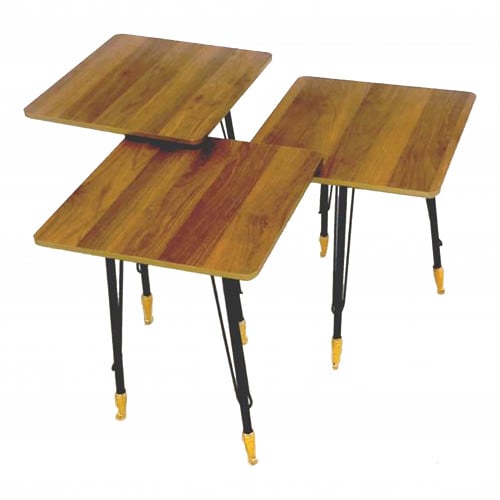 طاولة خدمة مربع لون بني وارجل حديدية