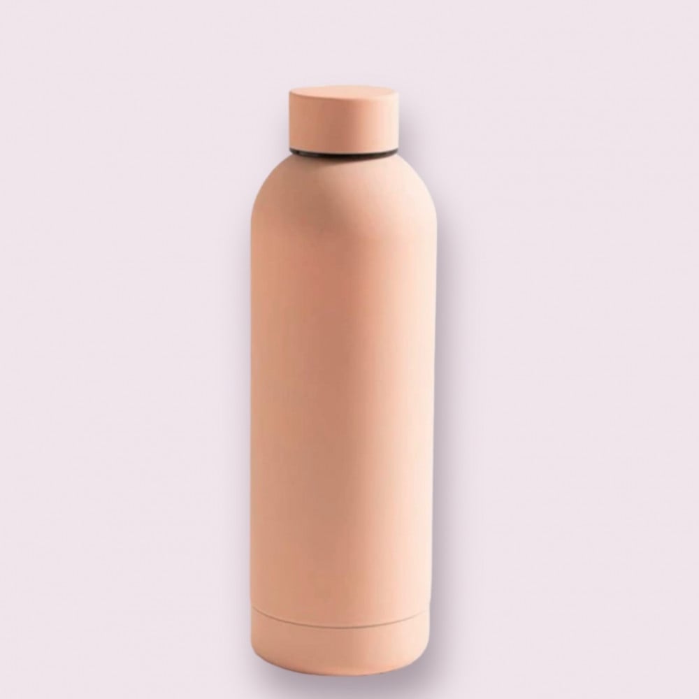 زمزمية ستيل (برتقالي فاتح)500ml شامل الاسم