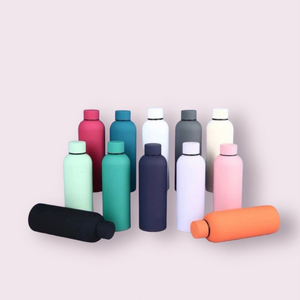 زمزمية ستيل (برتقالي فاتح)500ml شامل الاسم