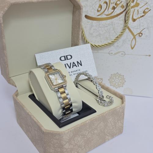 ساعه باسوره وخاتم اصليه ضمان سنه استيل