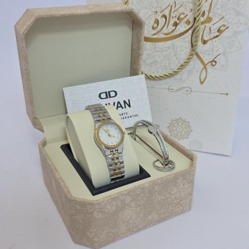 ساعه باسوره وخاتم اصليه ضمان سنه استيل