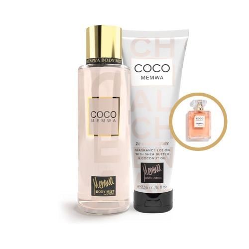طقم لوشن جسم وبودي ميست برائحة عطر كوكو شانيل من ميموا
