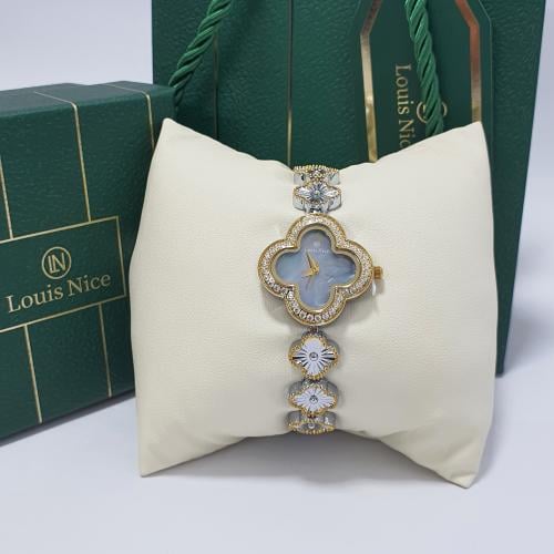 ساعة نسائية ناعمة باللون الذهبي والفضي لويس نايس