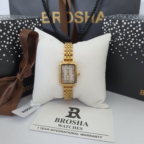 ساعه بروشا اصليه ضمان ضدالماء والون بملحقاتها علبه كيس كرت ضمان