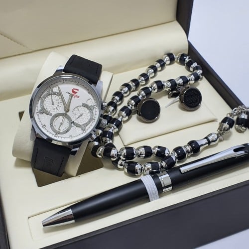 طقم ساعه رجالي ساعه كبك قلم سبحه