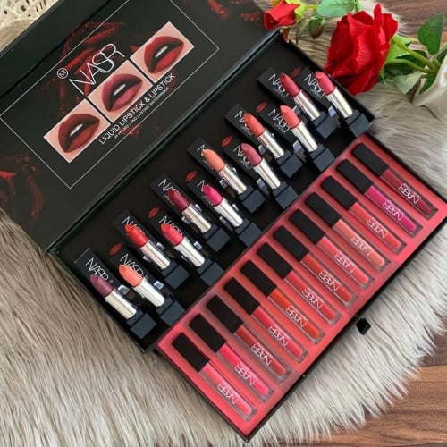 طقم ارواج نارس 24 قطعه 12 روج كريمي 12 روج سايله مطفيه