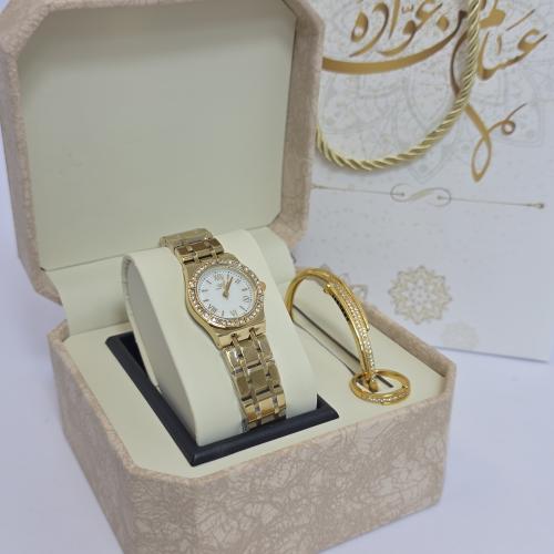ساعه باسوره وخاتم اصليه ضمان سنه استيل