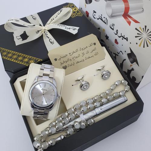 طقم رجالي ساعه كبك قلم سبحه شال للخريجين