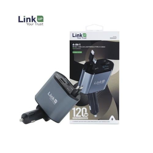 LinkUP PowerMax 4-in-1 - شاحن سيارة متعدد المنافذ بقوة 120 واط