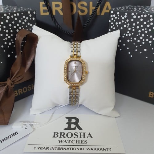 ساعه بروشا اصليه ضمان ضدالماء والون بملحقاتها علبه كيس كرت ضمان