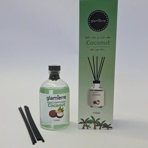 معطر فواحه110ملي مع عيدان خشبيه برائحه جوز الهند