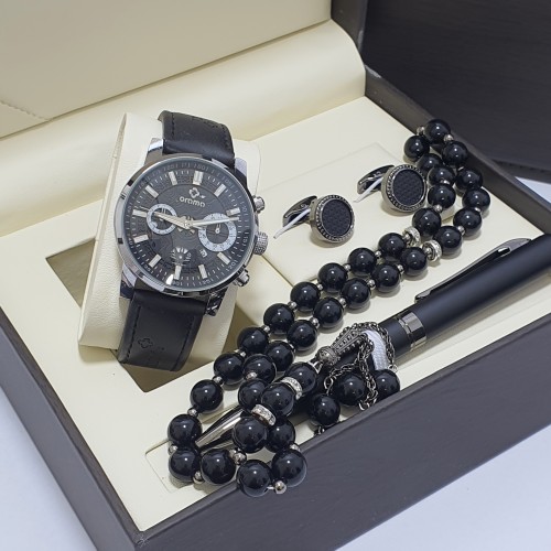 طقم ساعه رجالي ساعه كبك قلم سبحه