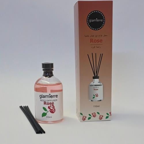 معطر فواحه110ملي مع عيدان خشبيه برائحه الورد