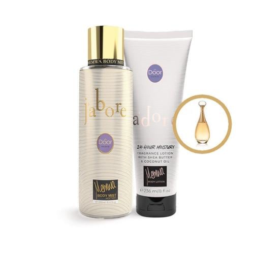 طقم لوشن جسم وبودي ميست برائحة عطر جادور من ميموا