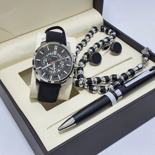 طقم ساعه رجالي ساعه كبك قلم سبحه