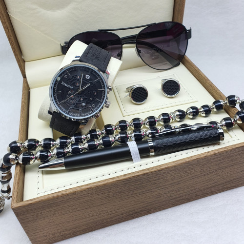 طقم رجالي 4 قطع اصليه ساعه كبك نضاره سبحه