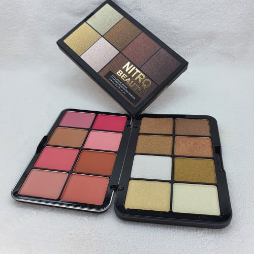 باليت اضاءه 8 الون +احمر خدود 8 الوان بودره