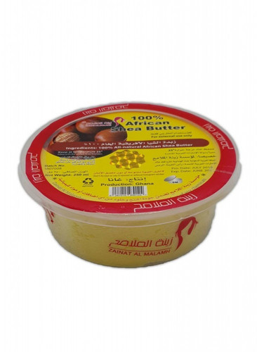 زبدة الشيا الإفريقية الطبيعية صفراء من زينة الملامح 250 مل