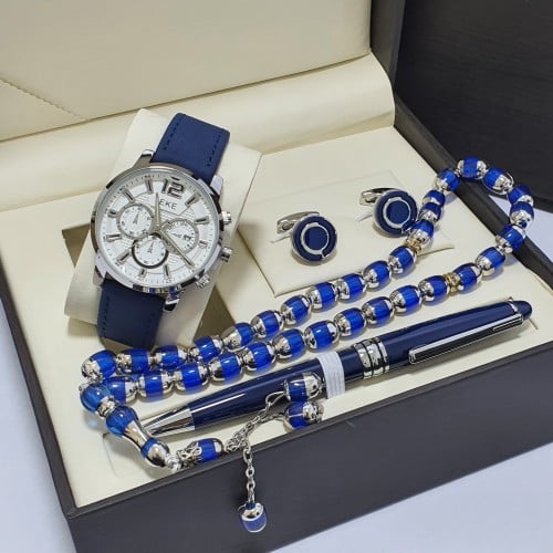 طقم ساعه رجالي ساعه كبك قلم سبحه