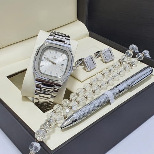 طقم ساعه رجالي ساعه كبك قلم سبحه