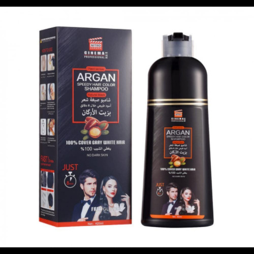 شامبو صبغة شعر بزيت الارجان أسود طبيعي 420 مل