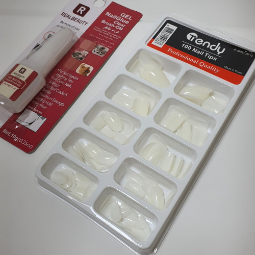تريندي مجموعة اظافر اصطناعية 100 حبه - رقم 13مع الغراء