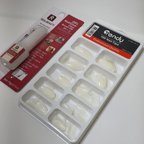 تريندي مجموعة اظافر اصطناعية 100 حبه - رقم TR12 مع الغراء