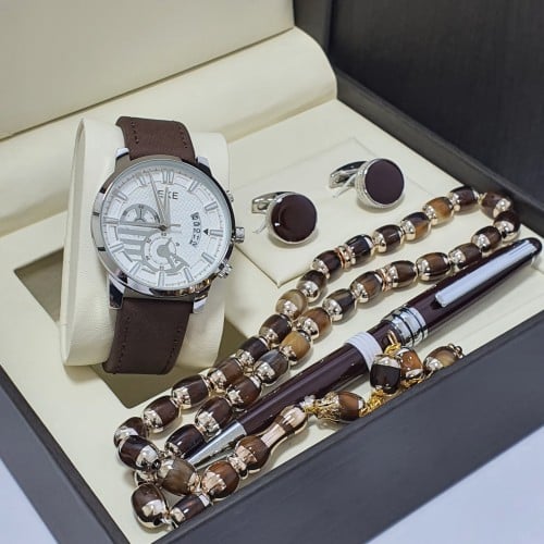 طقم ساعه رجالي ساعه كبك قلم سبحه