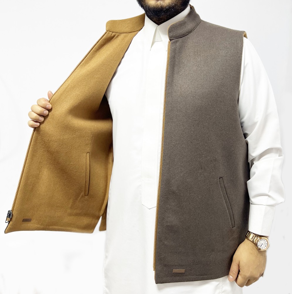 سديرية صوف جوخ وجهين لون أخضر وأصفر