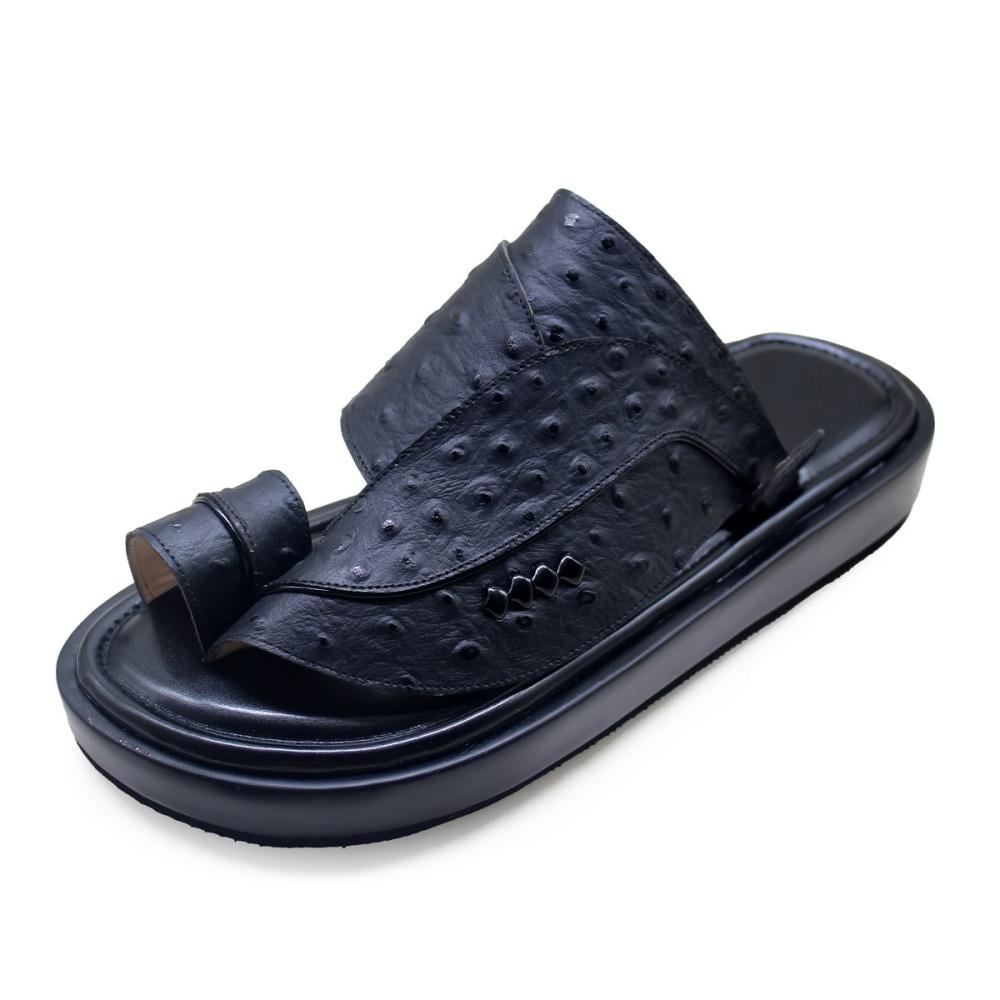 حذاء جلد نعام مرتفع