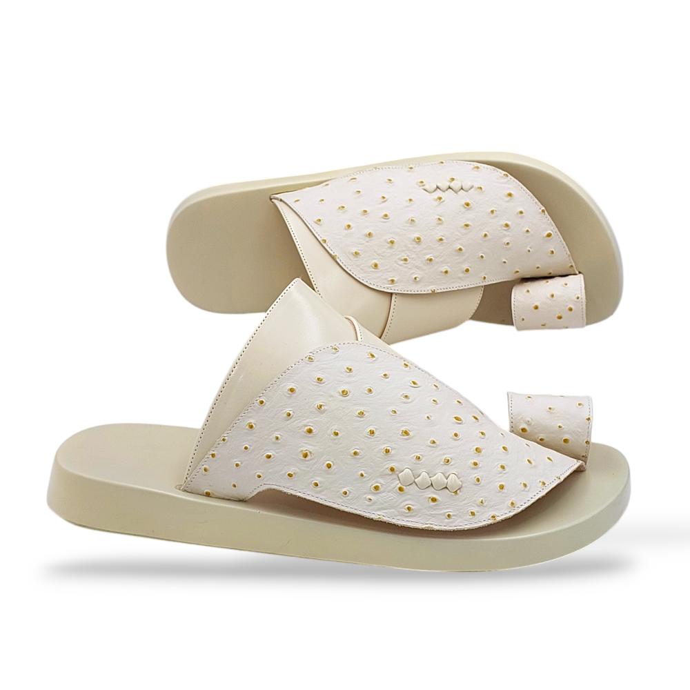 حذاء شرقي جلد نعام بيج